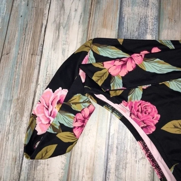 Shade & Shore Floral Tie Black Bikini Bottoms - Picture 5 of 6